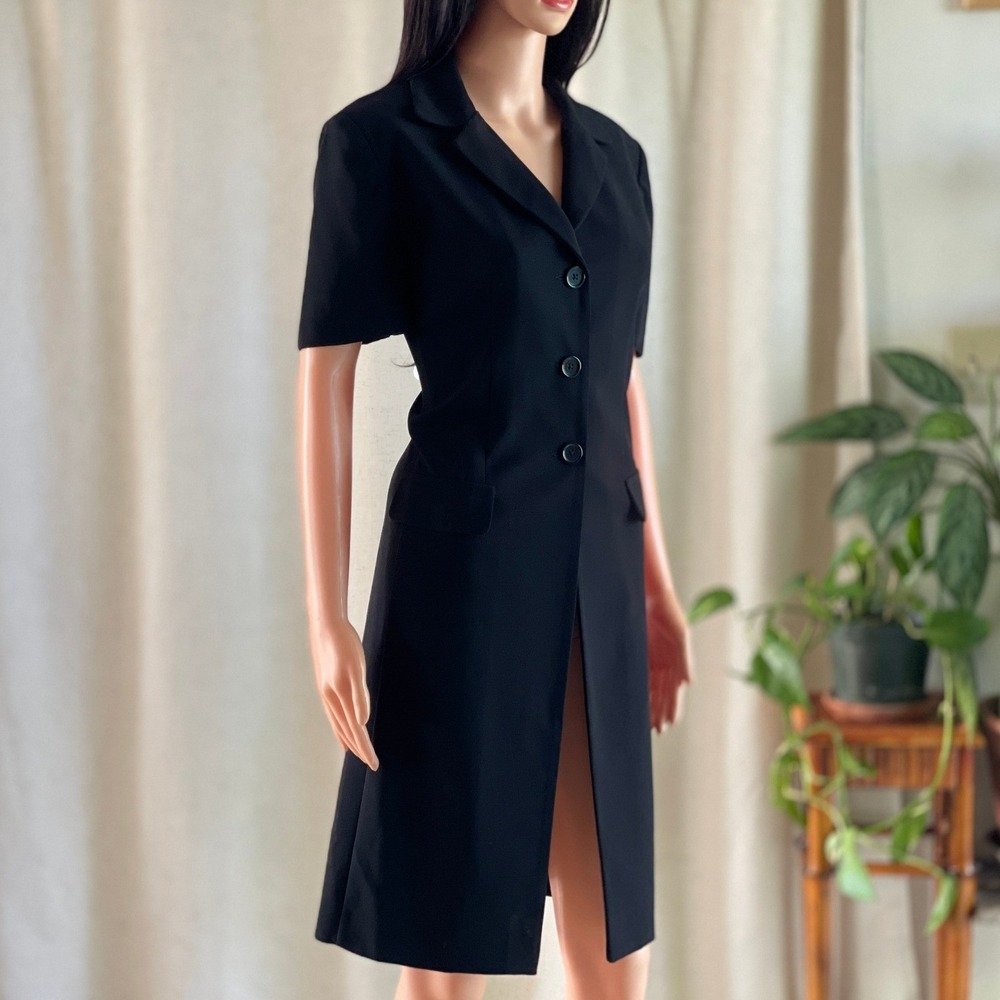 Vintage 90s Danny & Nicole Black Short Sleeve Blazer Dress Corporate Goth Size 8